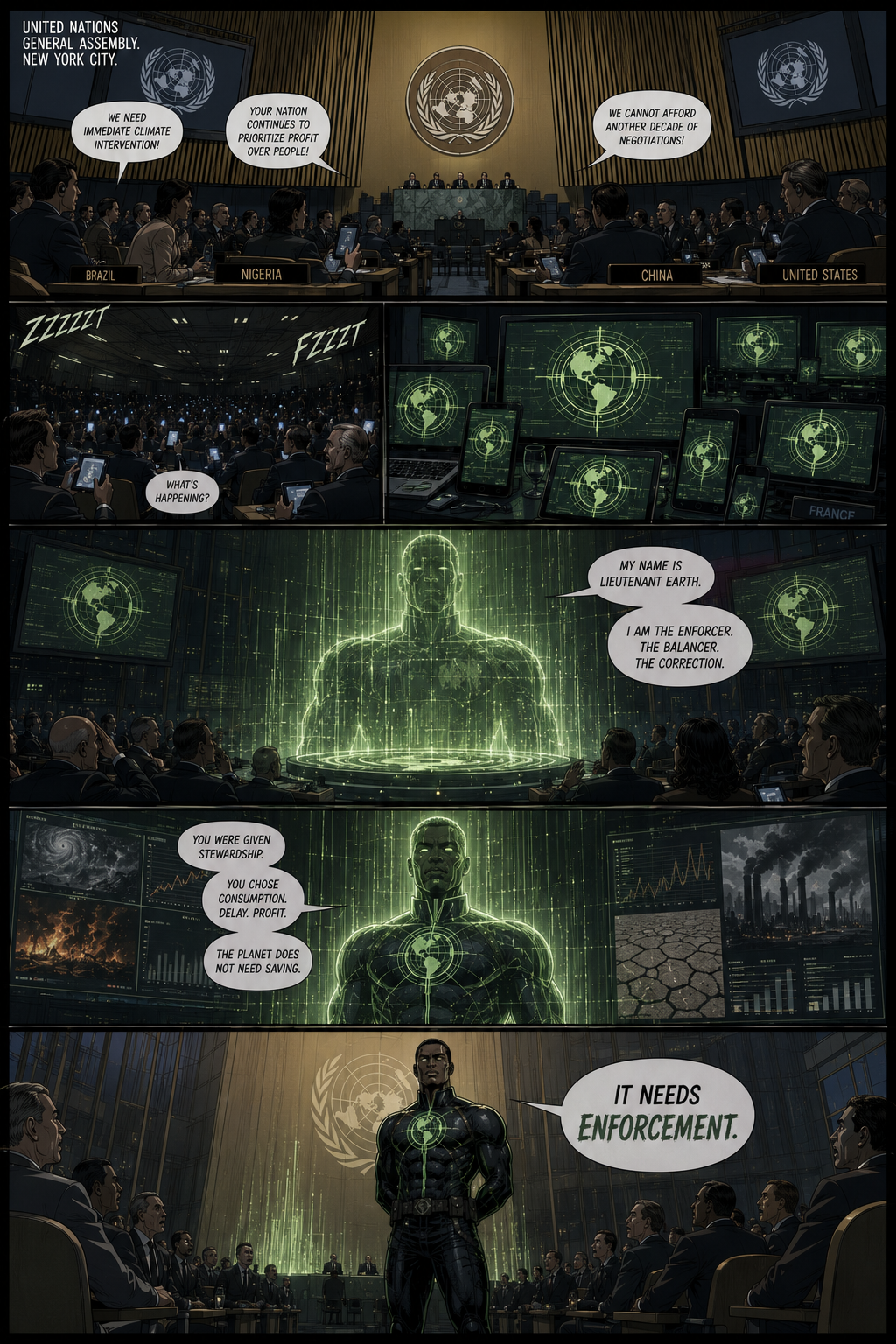 Lieutenant Earth addressing the United Nations
